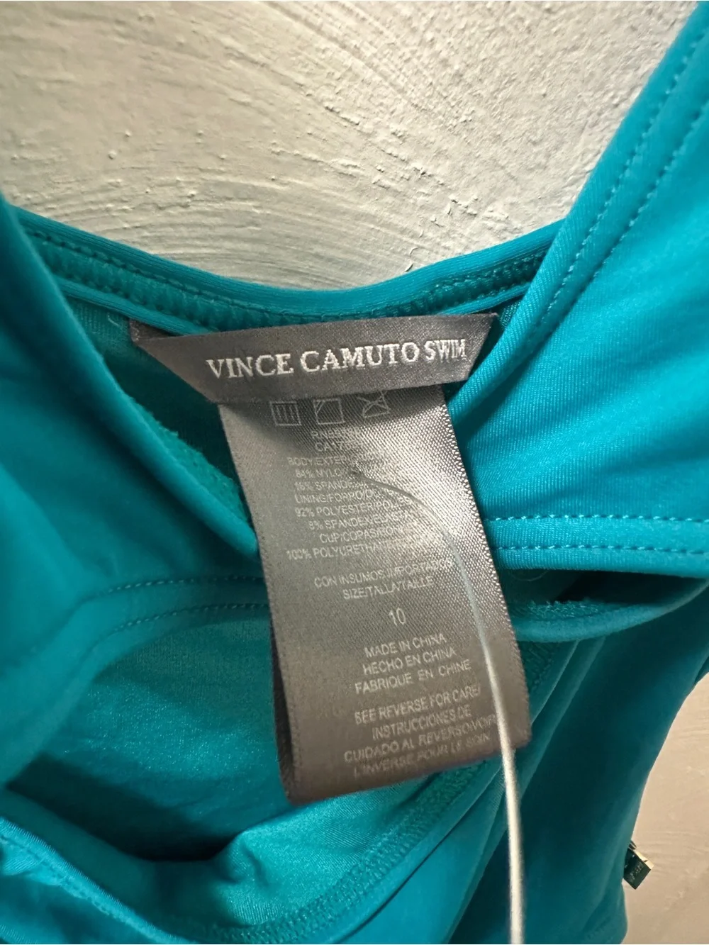 NWT Vince Camuto Womens Teal Cutout One Piece Swimsuit Size 10